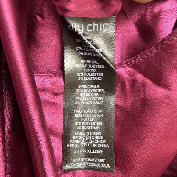 City Chic Plus Size 2X 24 Magenta Off Shouder Midi Cocktail Dress Ripple Love - Picture 10 of 10